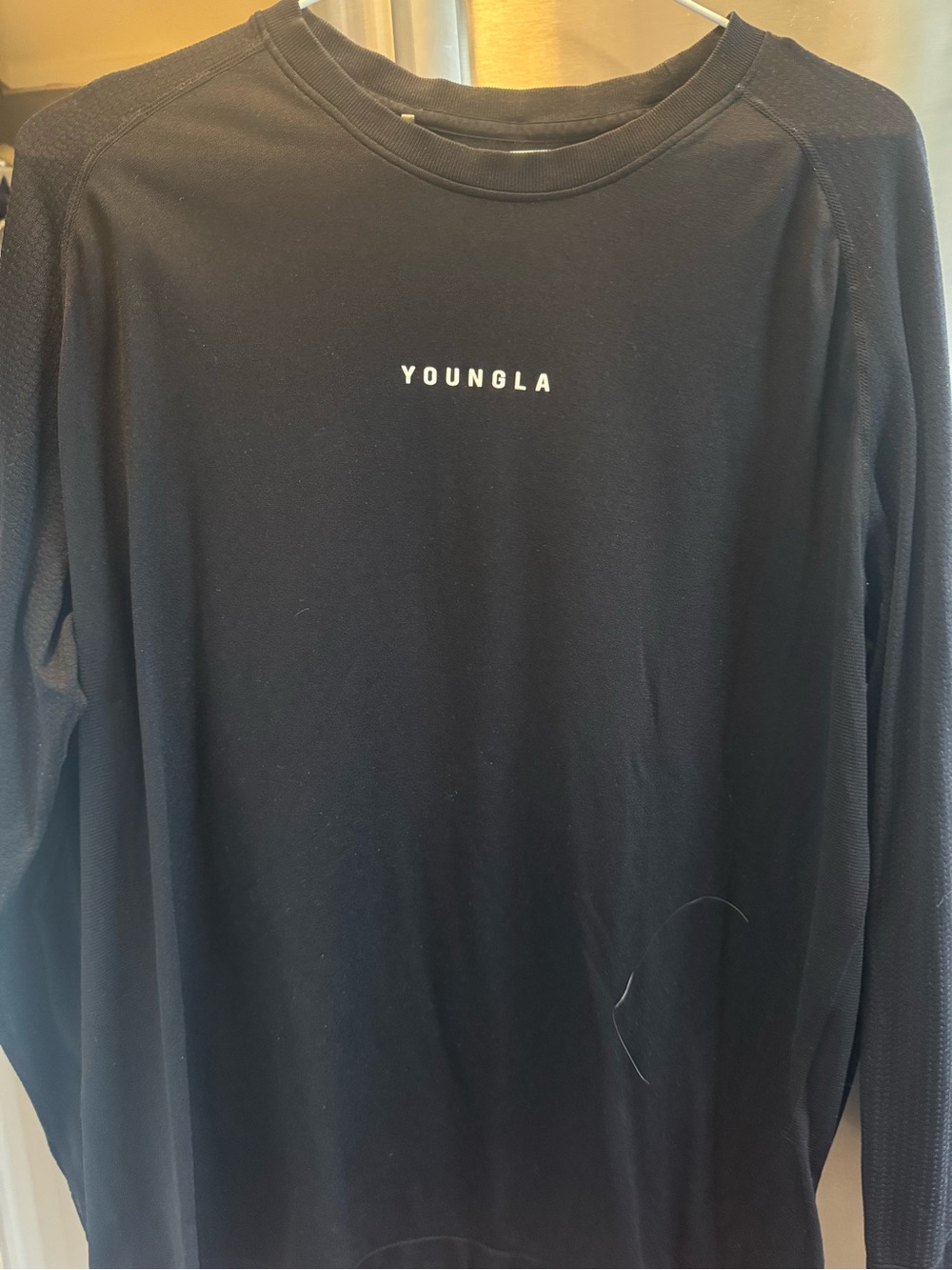 YoungLA Black Long Sleeve Crewneck with Small White Logo